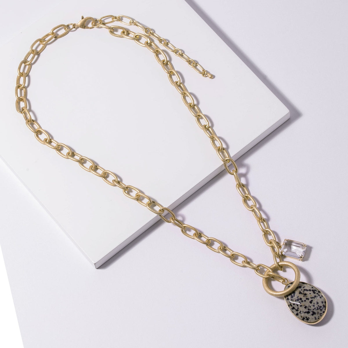 Stone Teardrop Toggle Pendant Necklace