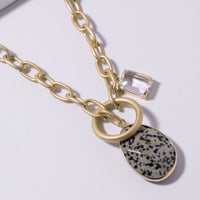 Stone Teardrop Toggle Pendant Necklace