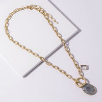 Stone Teardrop Toggle Pendant Necklace