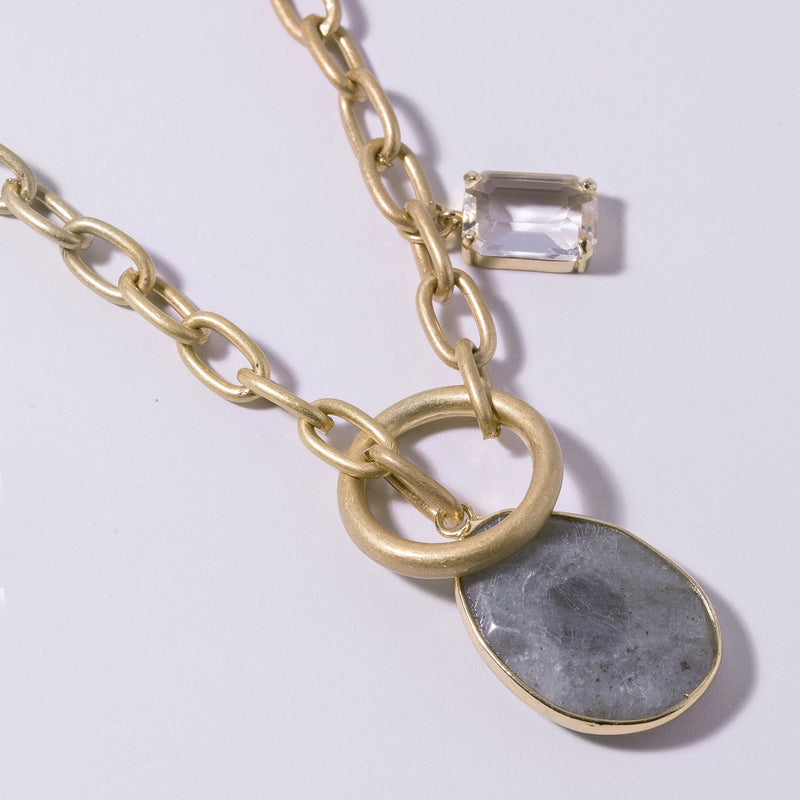 Stone Teardrop Toggle Pendant Necklace