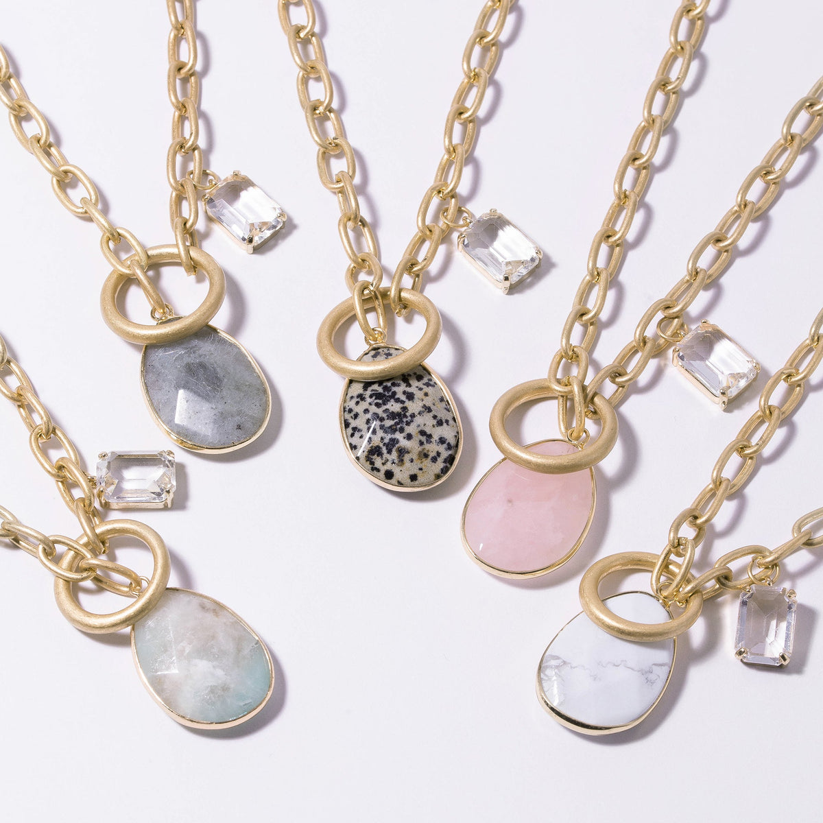 Stone Teardrop Toggle Pendant Necklace