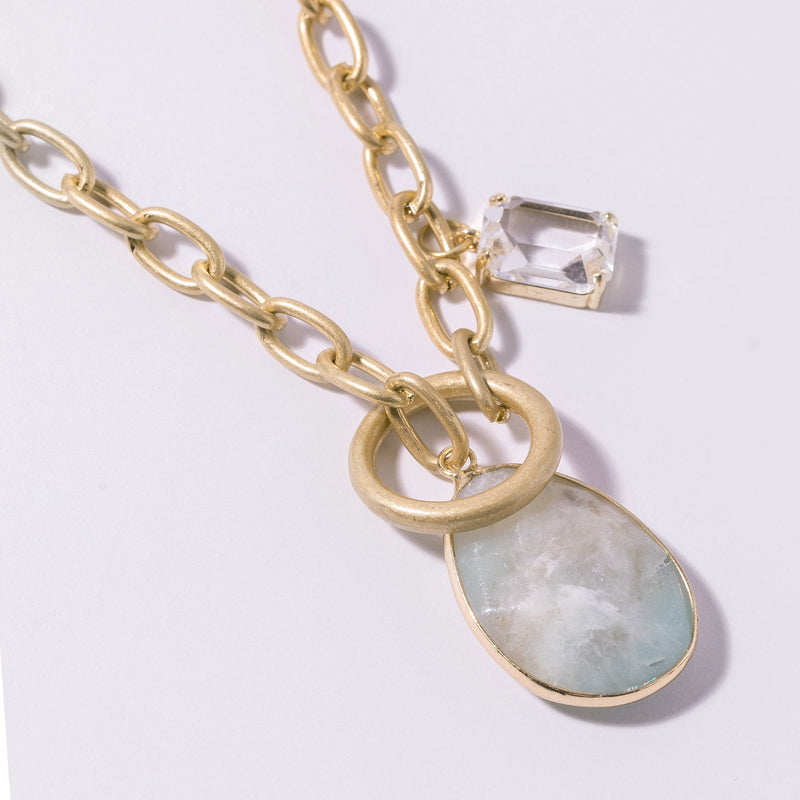 Stone Teardrop Toggle Pendant Necklace
