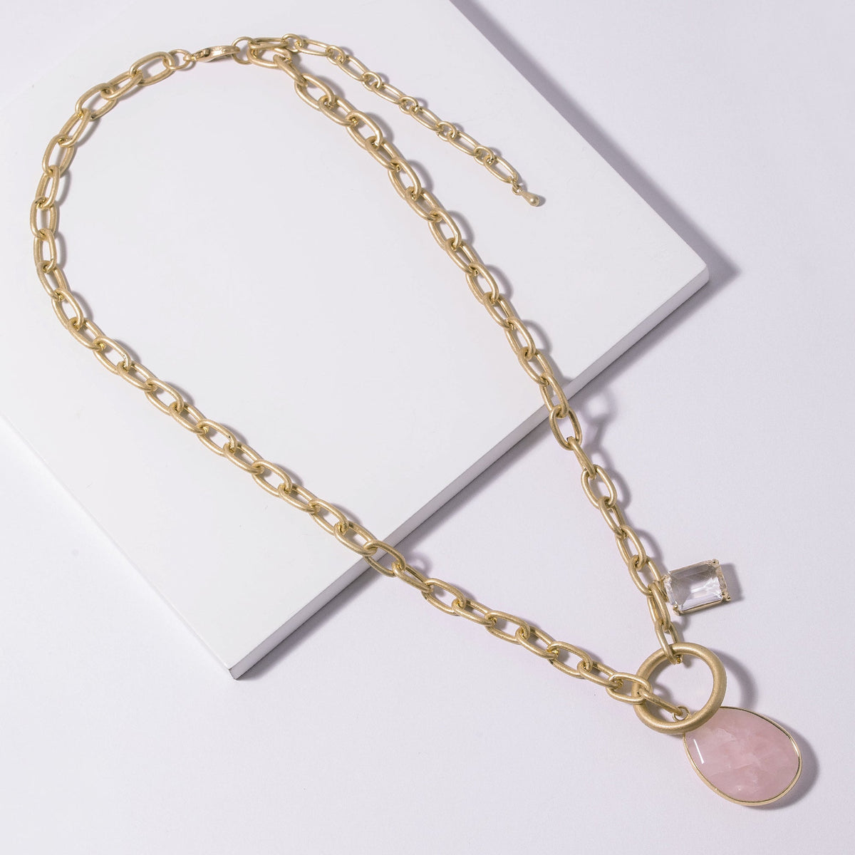 Stone Teardrop Toggle Pendant Necklace