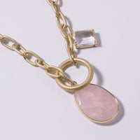 Stone Teardrop Toggle Pendant Necklace