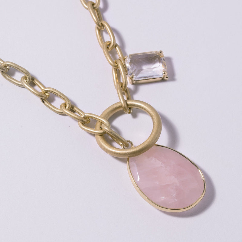 Stone Teardrop Toggle Pendant Necklace