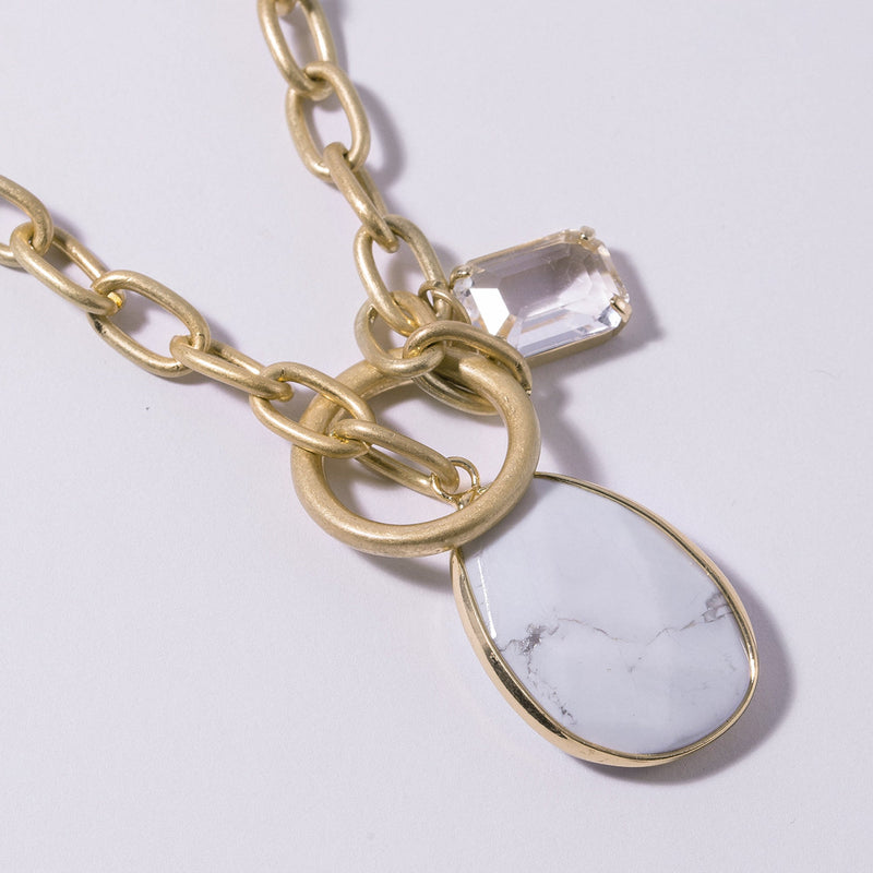 Stone Teardrop Toggle Pendant Necklace