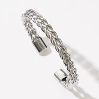 Adjustable Twisted Metal Cuff Bracelet – Elegant Braided Open Bangle