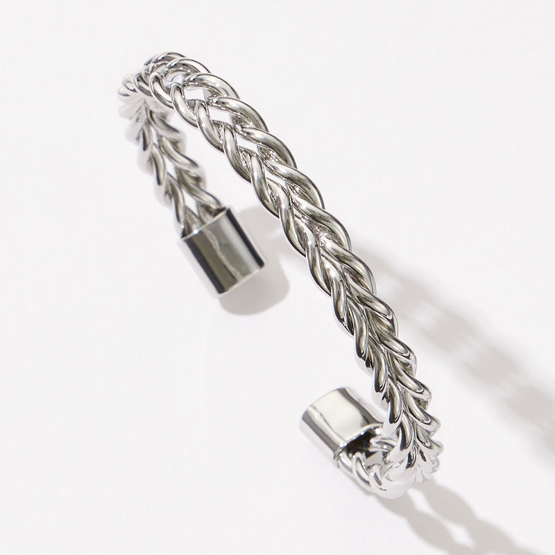 Adjustable Twisted Metal Cuff Bracelet – Elegant Braided Open Bangle