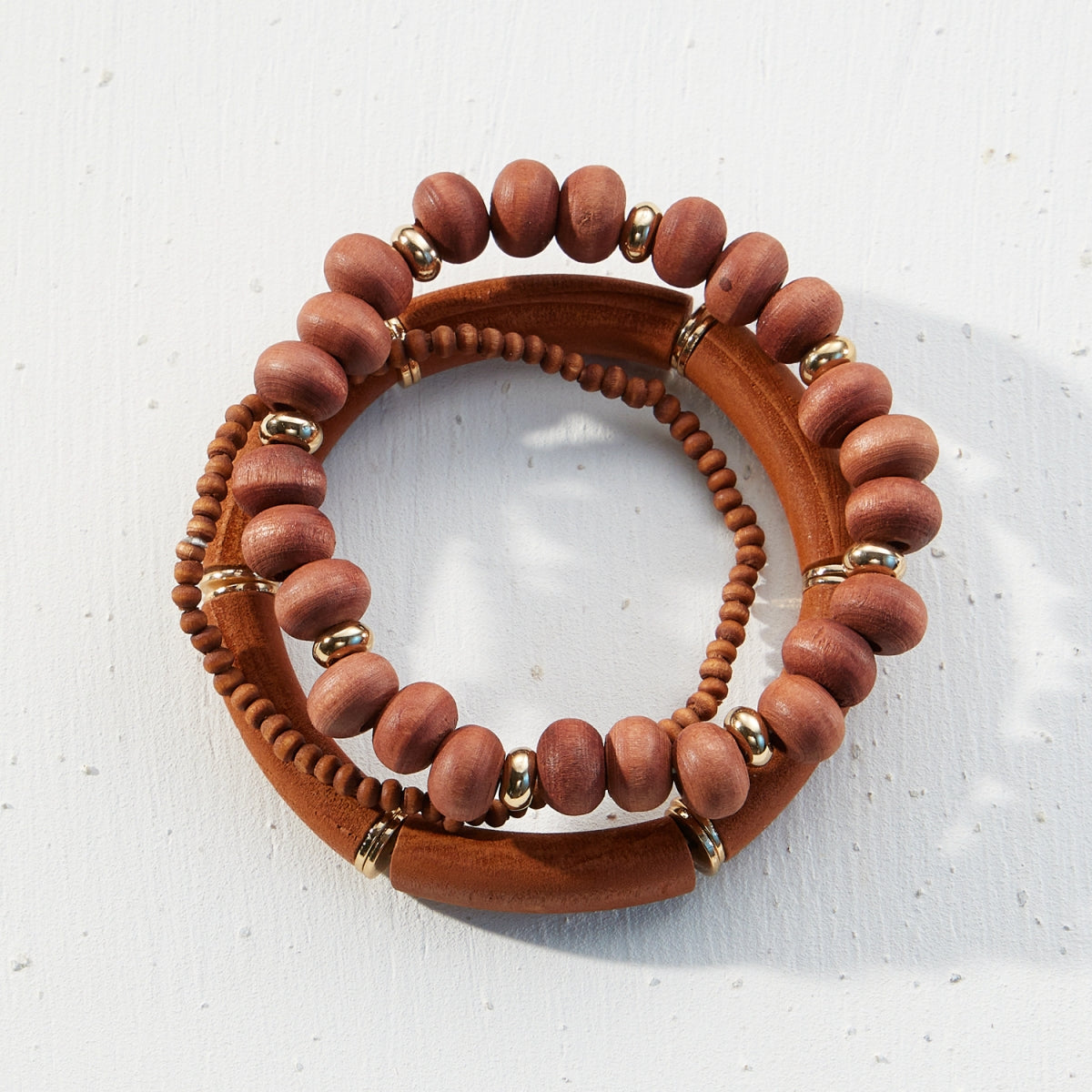 Wood Beaded Stretch Bracelet Set
