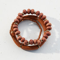Wood Beaded Stretch Bracelet Set