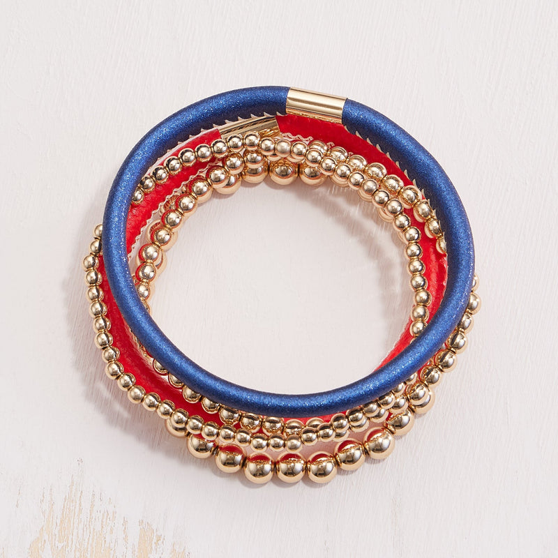 Leather & Seed Beaded Bracelet Set