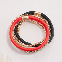 Leather & Seed Beaded Bracelet Set