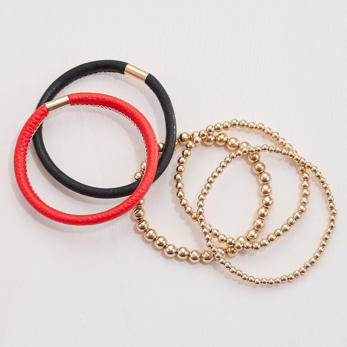 Leather & Seed Beaded Bracelet Set