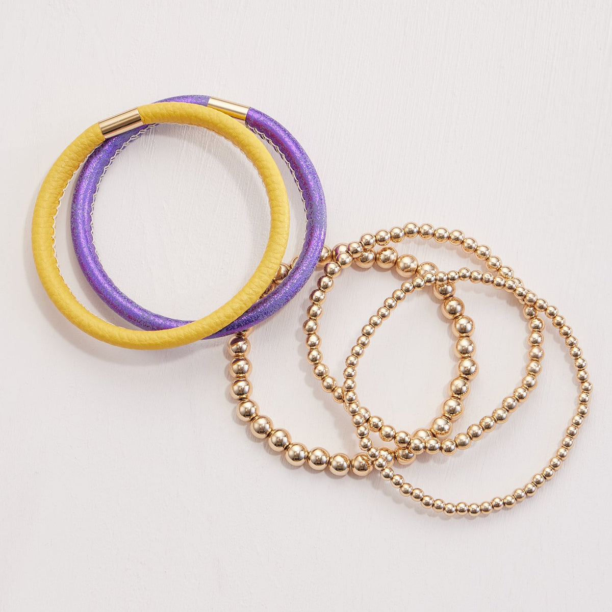 Leather & Seed Beaded Bracelet Set