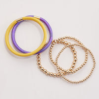 Leather & Seed Beaded Bracelet Set
