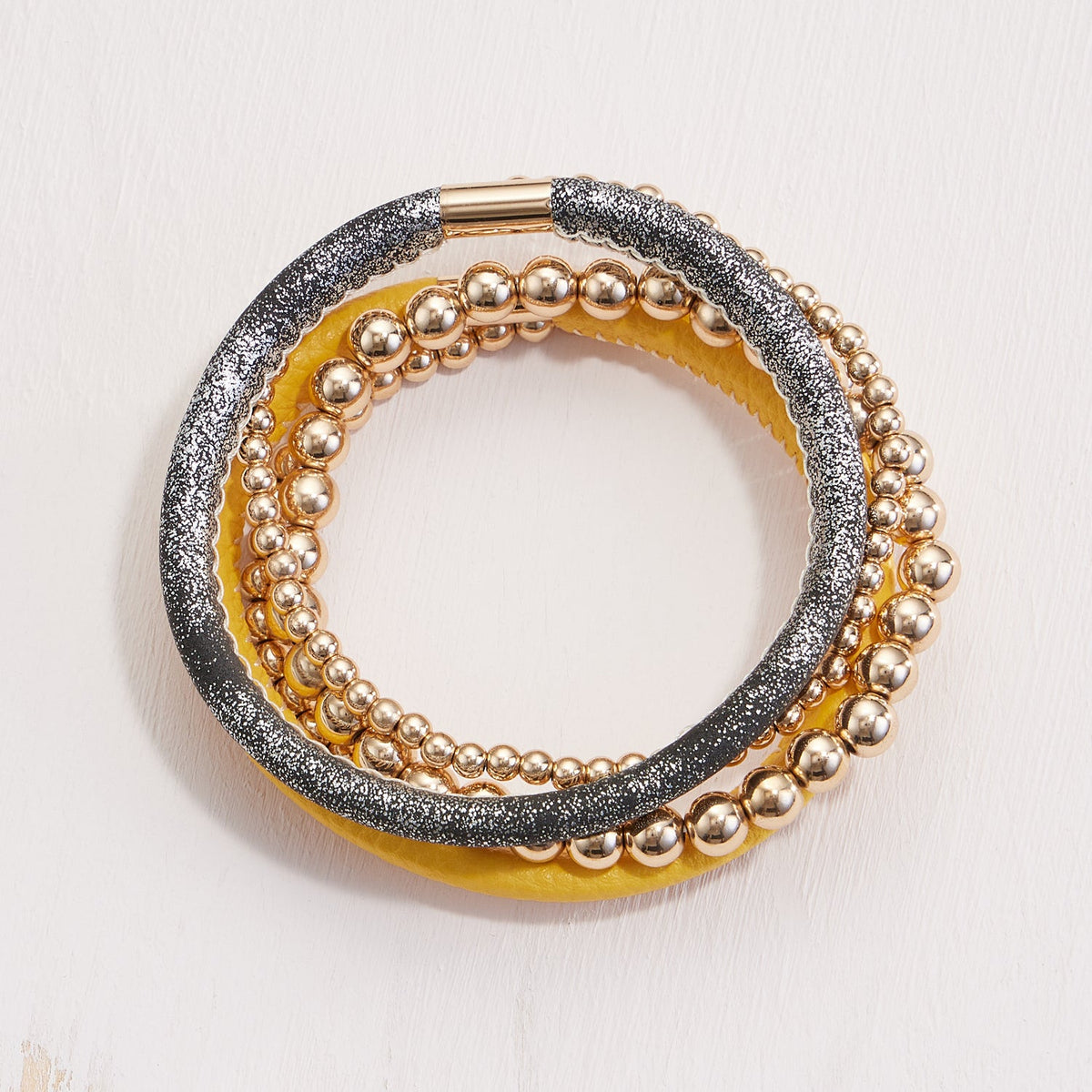 Leather & Seed Beaded Bracelet Set