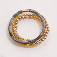 Leather & Seed Beaded Bracelet Set