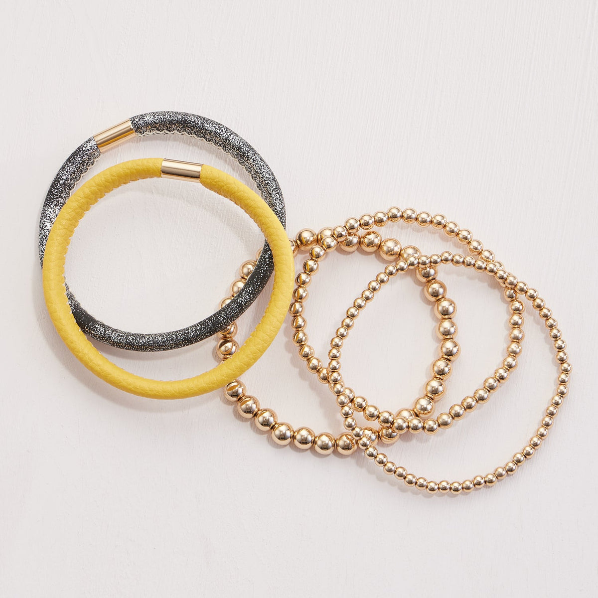 Leather & Seed Beaded Bracelet Set