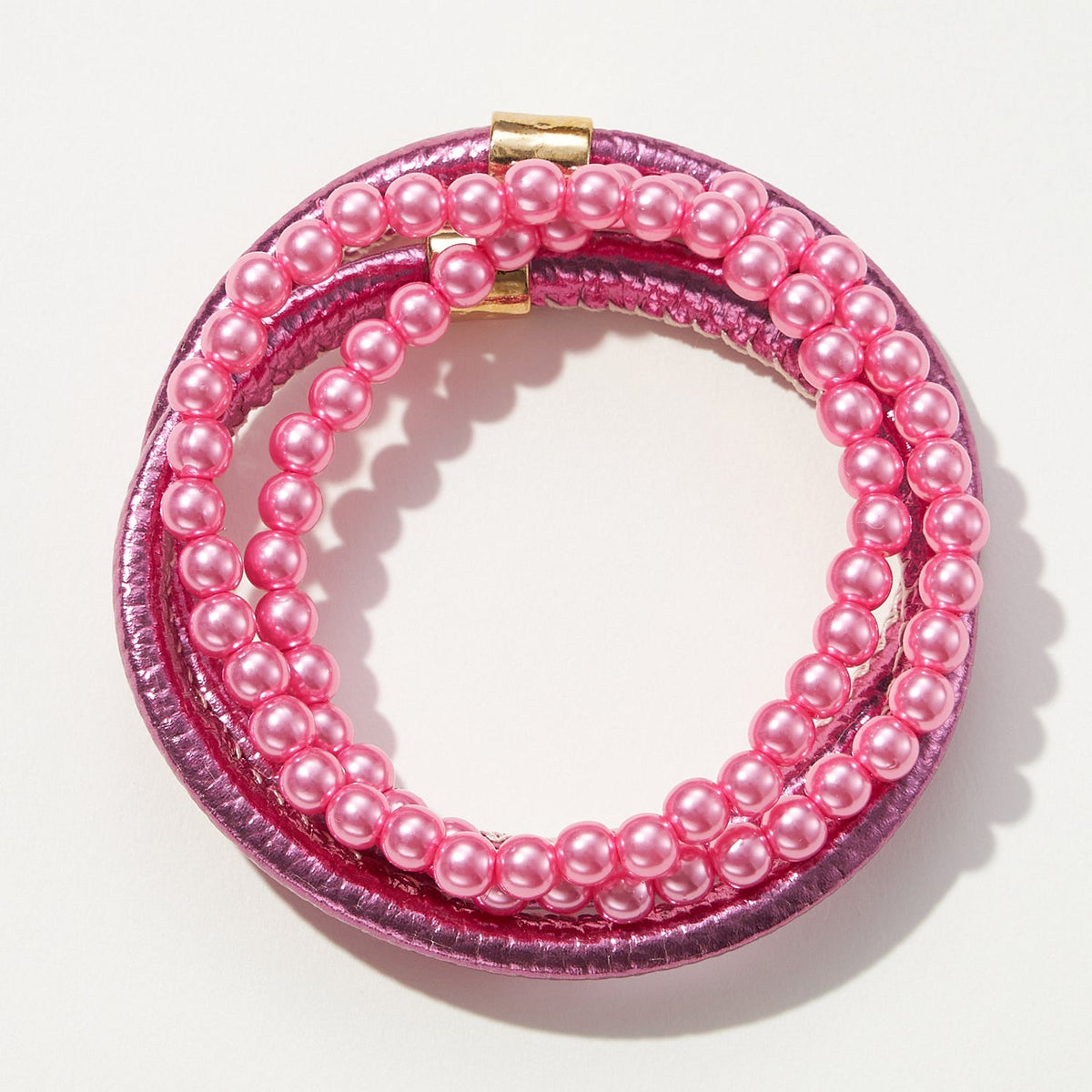 Glitter Pearl PU Tube Bangle Bracelet 4pcs