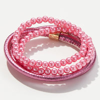 Glitter Pearl PU Tube Bangle Bracelet 4pcs