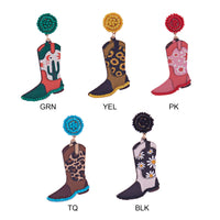 Wooden Western Boots Earring