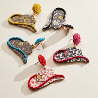 WOODEN WESTERN HAT EARRING