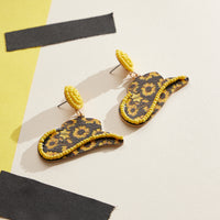 WOODEN WESTERN HAT EARRING