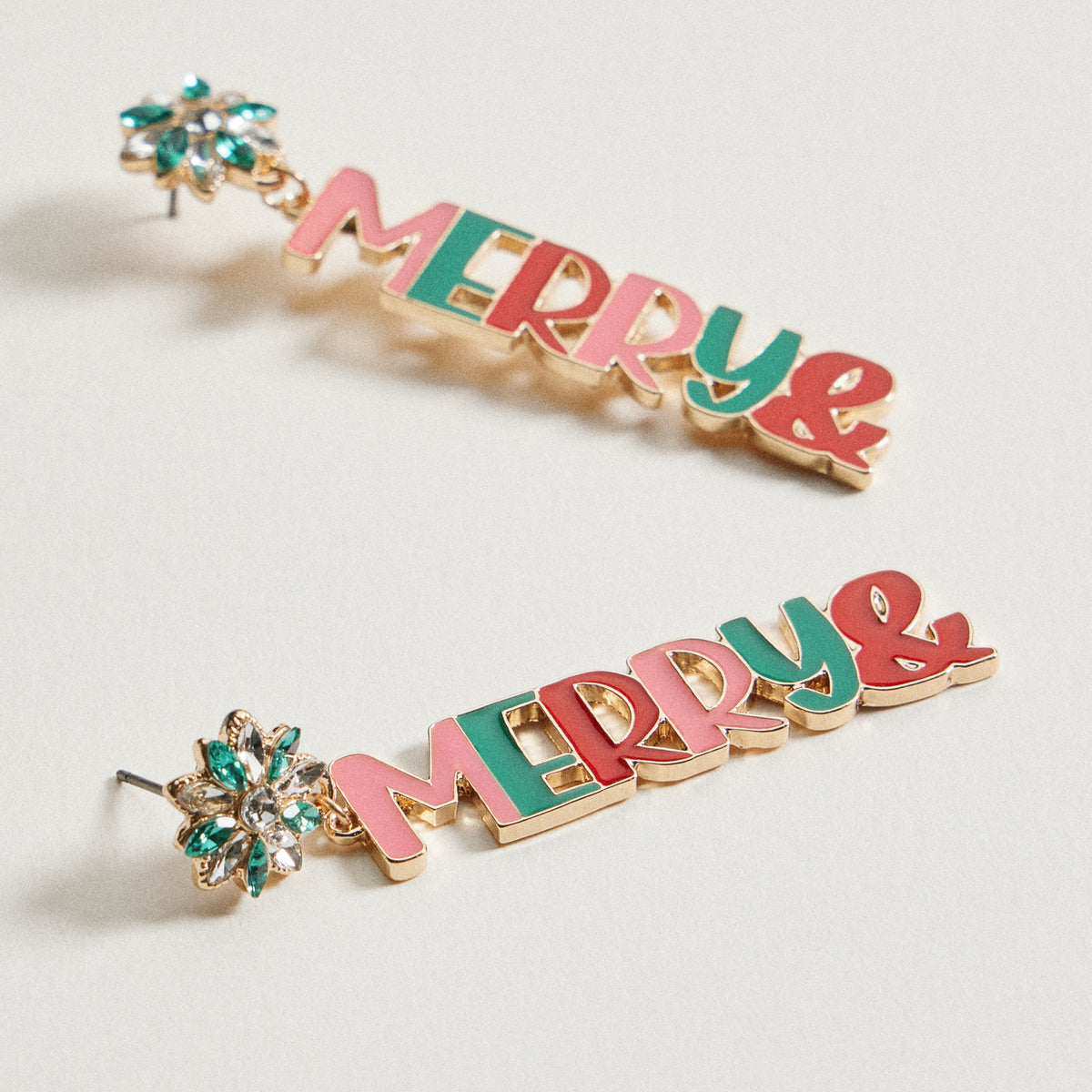 Merry and Bright Christmas Earrings | Enamel Drop Earrings