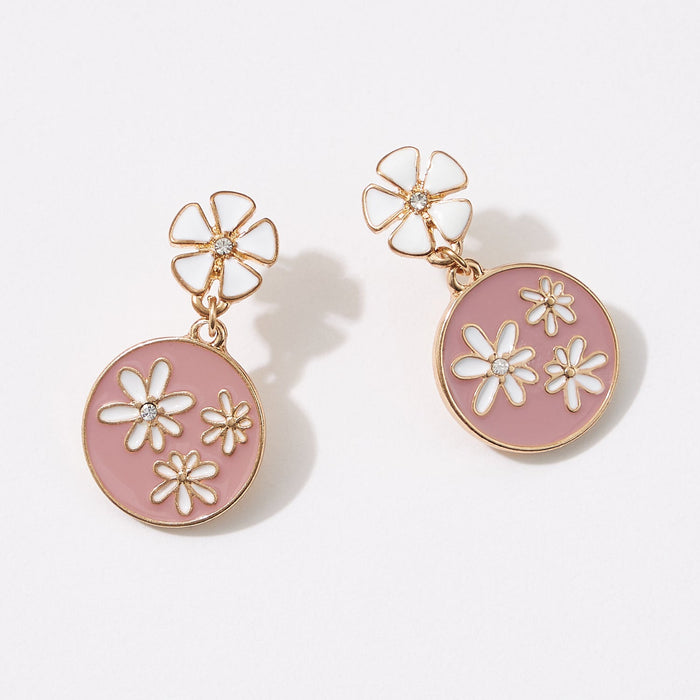 Flower Enamel Post Earrings