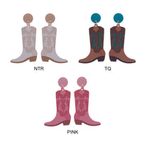 PU Leather Western Boots Earrings