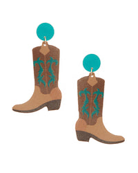 PU Leather Western Boots Earrings