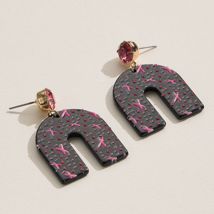 Pink Ribbon Arch Acrylic Earrings
