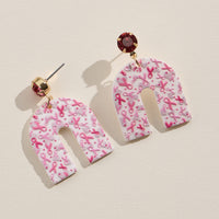 Pink Ribbon Arch Acrylic Earrings
