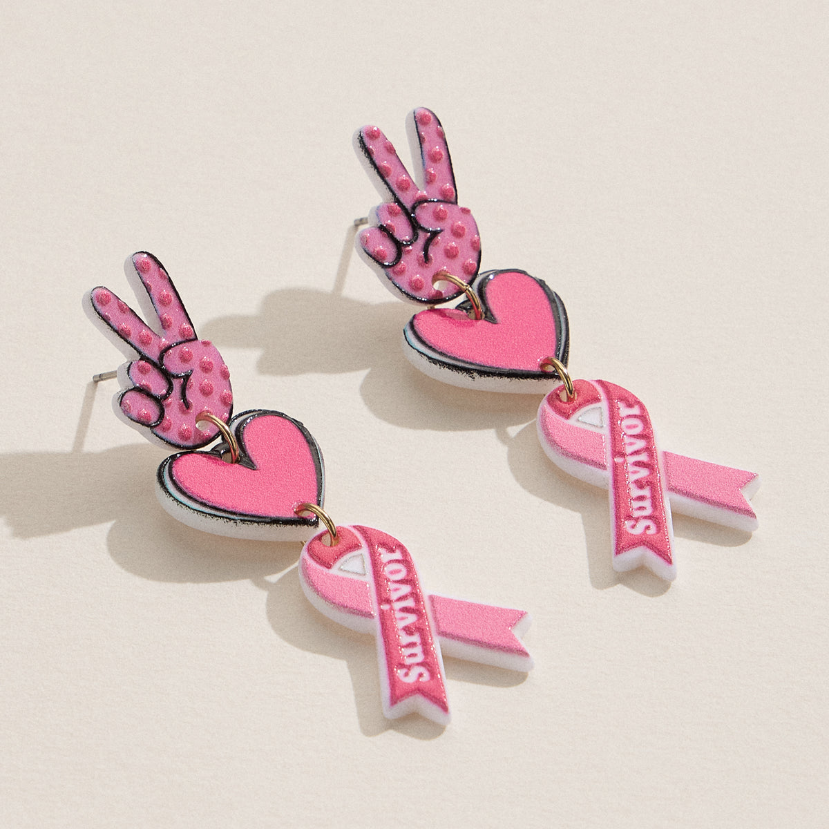 Survivor Ribbon Acrylic Earrings