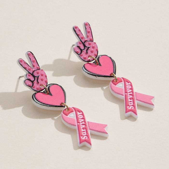 Survivor Ribbon Acrylic Earrings