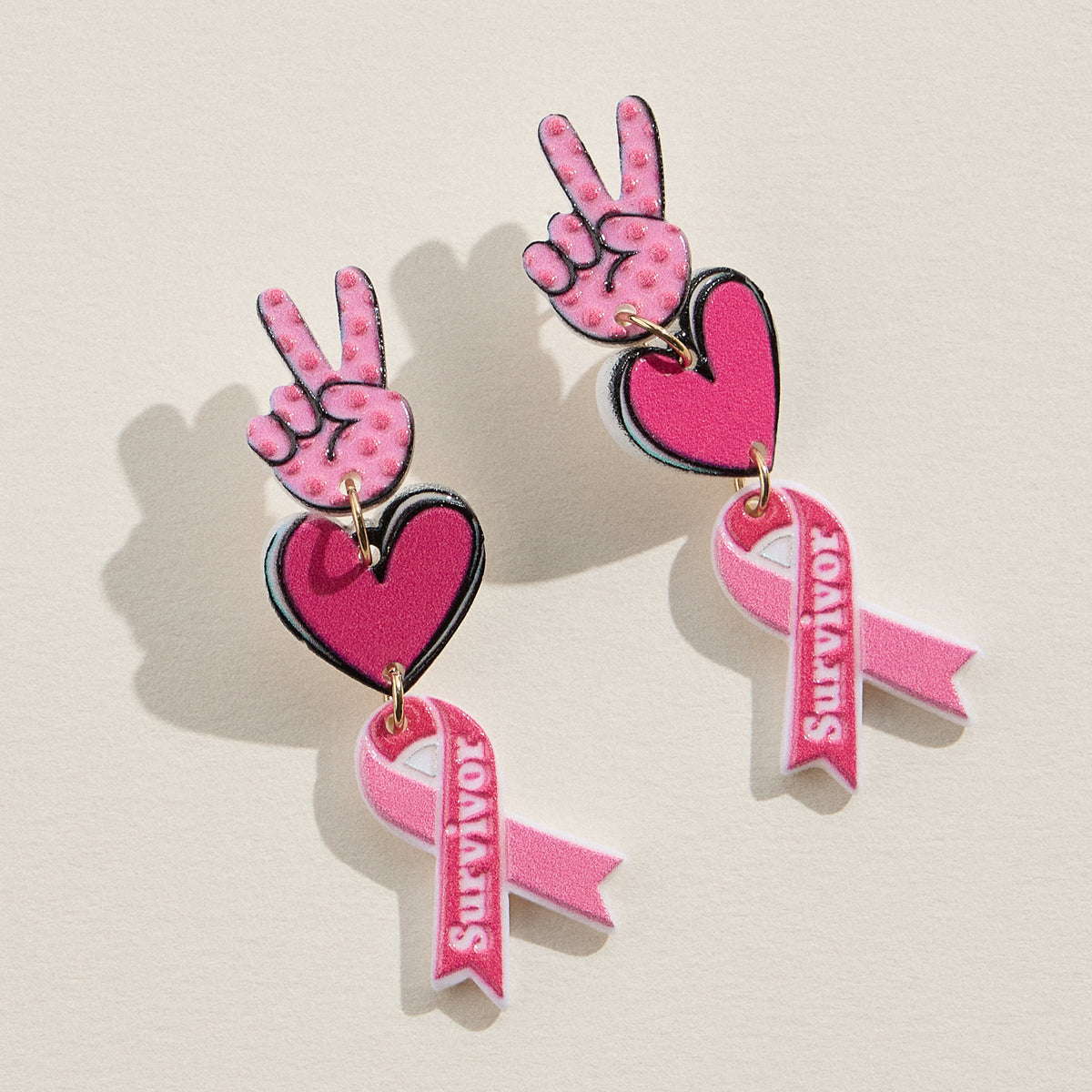 Survivor Ribbon Acrylic Earrings