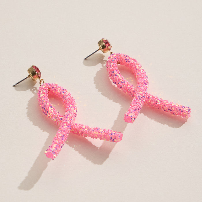 Glitter Ribbon Statement Earrings