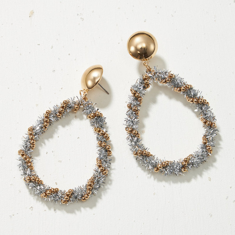 Christmas Tinsel Teardrop Earrings
