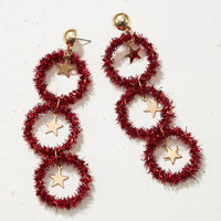 Christmas Tinsel Round Drop Earrings