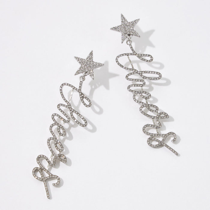 Cheers Script Rhinestone Earring