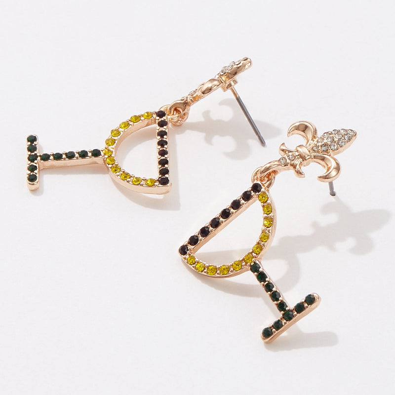 Mardi Gras Martini Glass Style Earring