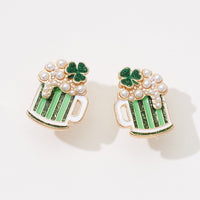 Lucky Beer Post Earrings for Saint Patrick Day