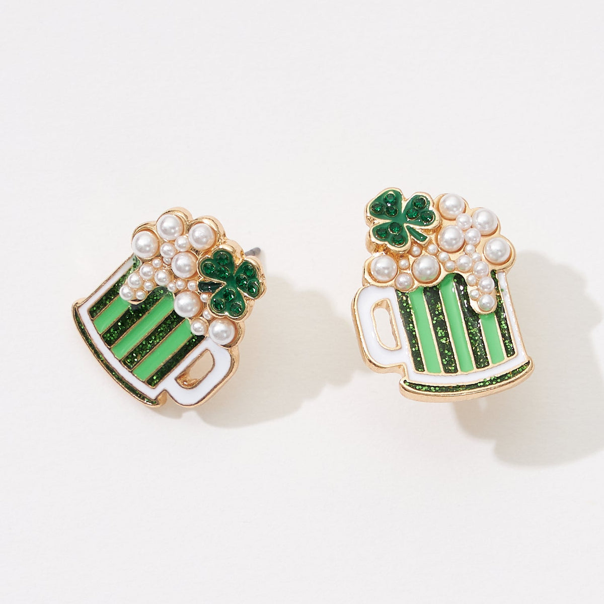 Lucky Beer Post Earrings for Saint Patrick Day