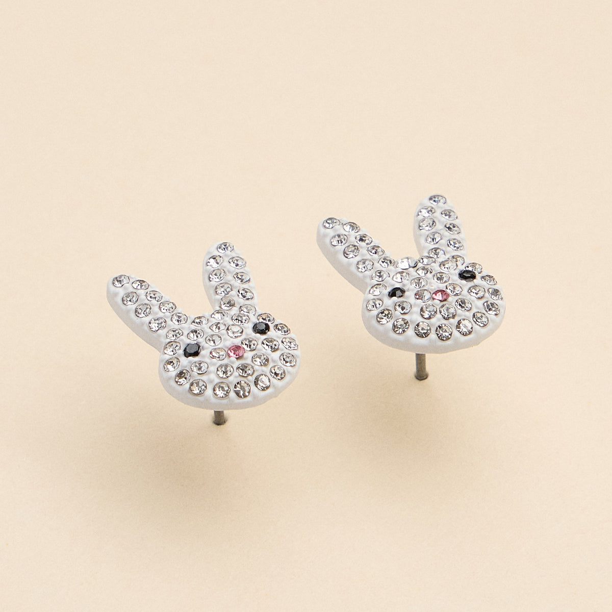 Crystal Bunny Enamel Stud Earrings