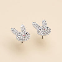 Crystal Bunny Enamel Stud Earrings