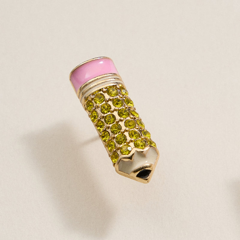 Pave Pencil Post Earrings for Teacher's Day