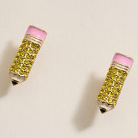 Pave Pencil Post Earrings for Teacher's Day