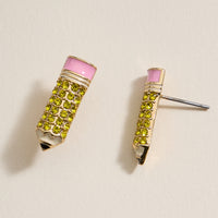 Pave Pencil Post Earrings for Teacher's Day
