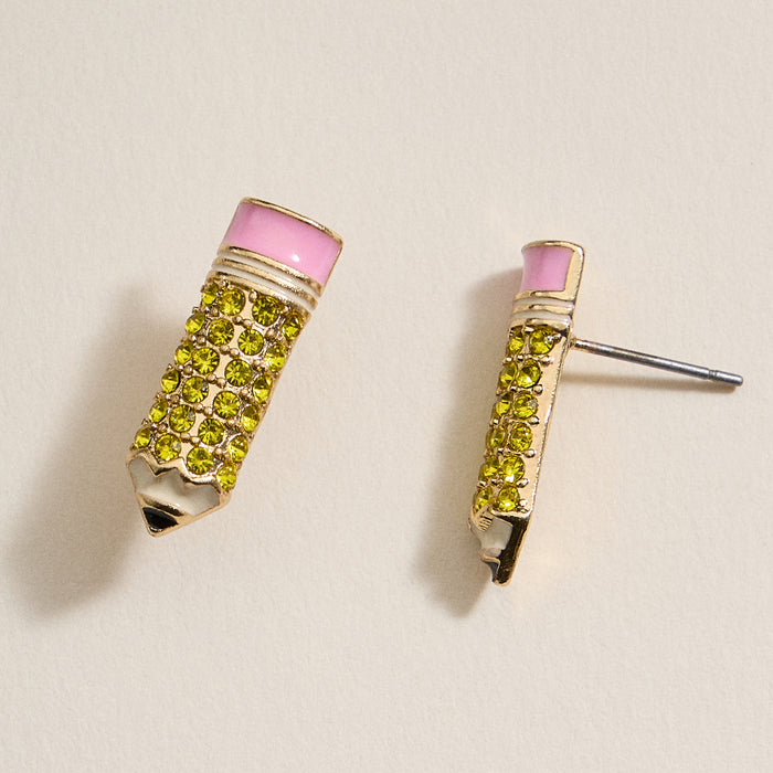 Pave Pencil Post | Earrings for Teacher's Day