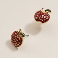 Pave Apple Post Earrings for Teacher's Day